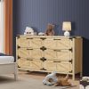 6 Drawers Dresser for Bedroom, Farmhouse Barn Chest of Drawers, Modern Storage Organizer Dresser for Bedroom, Hallway, Living Room (Natural)