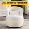 White Plush Swivel Accent Chair - Contemporary Round Armchair with 360¬∞ Rotation and Metal Base for Living Room Elegance