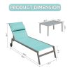 Outdoor Patio Chaise Lounge Set of 3, Aluminum Pool Lounge Chairs with and Wheels, Textilene Padded Adjustable Recliner All Weather for Poolside, Beac