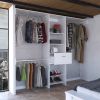 Manchester 250 Closet System, Five Open Shelves, One Drawer, Three Metal Rods -White