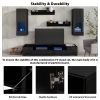 ON-TREND Extended, Minimalist Style 7 Pieces Floating TV Stand Set, High Gloss Wall Mounted Entertainment Center with 16-color LED Light Strips for 90