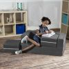 Jaxx Zipline Modular Kids Loveseat & Ottomans, Charcoal