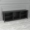 TV Stand Storage Media Console Entertainment Center,Tradition Black