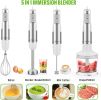 Hand Blender, 5 in 1 Multi-Purpose Immersion Blender set, 1100 watts 12 Adjustable Speed Stick Blender, 600ml Beaker, 500ml Food Processor Container,