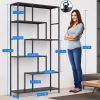 6 Tier Black Metal Bookshelf -Sturdy and Stylish Tall Open Bookcase for Plants, Books, and D√©cor, Multi-Purpose Display Shelf with Anti-Tip Wall Moun