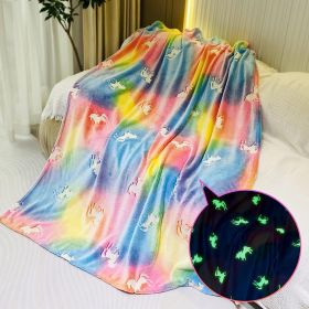 Glow In The Dark Throw Blanket, Blanket For Girls, Luminous Kids Blanket, Soft Blankets For 3,4,5,6,7,8,9,10 Year Old Girl Birthday Christmas Thanksgi (Color: Pink)