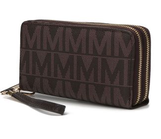 MKF Collection Danielle Milan M Signature Wallet Wristlet by Mia k (Color: Chocolate, Material: Polycarbonate)