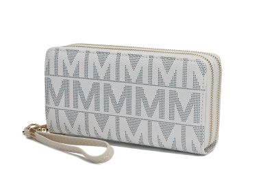 MKF Collection Danielle Milan M Signature Wallet Wristlet by Mia k (Color: White, Material: Polycarbonate)