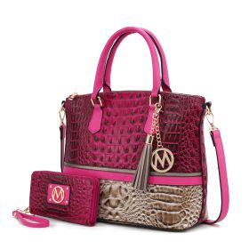 MKF Collection Autumn Crocodile Skin Tote Handbag with Wallet by Mia k (Color: Grey-Pink, Material: Vegan Leather)