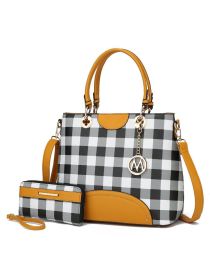 MKF Collection Gabriella Checkers Handbag with Wallet by Mia k (Color: Mustard, Material: Polycarbonate)