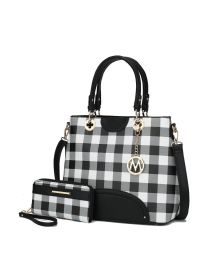 MKF Collection Gabriella Checkers Handbag with Wallet by Mia k (Color: Black, Material: Polycarbonate)