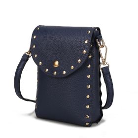 Filomena Vegan Leather Women Crossbody Bag (Color: Navy, Material: Vegan Leather)