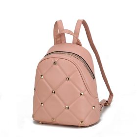 Hayden Quilted Vegan Leather with Studs Women Backpack (Color: Blush, Material: Vegan Leather)