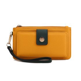 Olympe Vegan Leather Women Wristlet Wallet (Color: Yellow-Olive, Material: Vegan Leather)