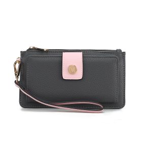 Olympe Vegan Leather Women Wristlet Wallet (Color: Charcoal-Pink, Material: Vegan Leather)