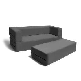 Jaxx Zipline Big Kids Modular Sofa & Ottoman (Color: Charcoal, Material: Microsuede)