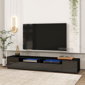 ON-TREND Extended, Minimalist Design TV stand with Color Changing LED Lights, Modern Universal Entertainment Center, High Gloss TV Cabinet for 90+ inc (Color: as Pic)