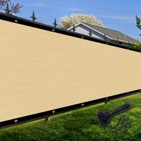 Artpuch Privacy Fence Screen Sand Customized Outdoor Mesh Panels for Backyard, Balcony,Patio,Construction Site with Zip Ties (Color: Sand, size: 8x281 ft)