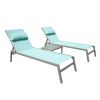 Patio Chaise Lounge Set of 3, Aluminum Pool Lounge Chairs with Side Table, Outdoor Adjustable Recliner All Weather for Poolside, Beach, Yard, Balcony