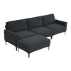 103.5*59" Modern L-shaped Sectional Sofa, 4-seat Velvet Fabric Couch Set with Convertible Ottoman,Freely Combinable Sofa for Living Room, Apartment, O