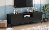 Modern TV Stand for 70 inch TV, Entertainment Center with Adjustable Shelves, 1 Drawer and Open Shelf, TV Console Table, Media Console, Metal Feet, fo