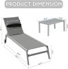 Outdoor Patio Chaise Lounge Set of 3, Aluminum Pool Lounge Chairs with Side Table and Wheels, Textilene Padded Adjustable Recliner All Weather for Poo