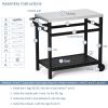 Outdoor Prep Cart Dining Table for Pizza Oven;  Patio Grilling Backyard BBQ Grill Cart