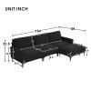 103.5*59" Modern L-shaped Sectional Sofa, 4-seat Velvet Fabric Couch Set with Convertible Ottoman,Freely Combinable Sofa for Living Room, Apartment, O