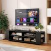 Wooden TV Stand with 8 Open Shelves for TVs up to 65 Inch Flat Screen