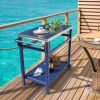 Outdoor Prep Cart Dining Table for Pizza Oven;  Patio Grilling Backyard BBQ Grill Cart