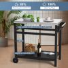 Outdoor Prep Cart Dining Table for Pizza Oven;  Patio Grilling Backyard BBQ Grill Cart