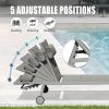 Outdoor Patio Chaise Lounge Set of 3, Aluminum Pool Lounge Chairs with Side Table and Wheels, Textilene Padded Adjustable Recliner All Weather for Poo