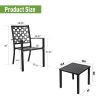 MEOOEM Patio Dining Set Outdoor Metal Square Bistro Side/End Table and Stackable Patio Dining Chairs;  Black