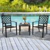 MEOOEM Patio Dining Set Outdoor Metal Square Bistro Side/End Table and Stackable Patio Dining Chairs;  Black