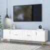 Modern TV Stand with 5 Champagne Legs - Durable, Stylish and Spacious, TVs Up to 75''