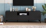 Modern TV Stand for 70 inch TV, Entertainment Center with Adjustable Shelves, 1 Drawer and Open Shelf, TV Console Table, Media Console, Metal Feet, fo