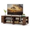 Wooden TV Stand with 8 Open Shelves for TVs up to 65 Inch Flat Screen