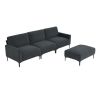 103.5*59" Modern L-shaped Sectional Sofa, 4-seat Velvet Fabric Couch Set with Convertible Ottoman,Freely Combinable Sofa for Living Room, Apartment, O