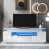 Modern, Stylish Functional TV stand with Color Changing LED Lights, Universal Entertainment Center, High Gloss TV Cabinet for 75+ inch TV