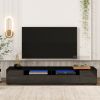 ON-TREND Extended, Minimalist Design TV stand with Color Changing LED Lights, Modern Universal Entertainment Center, High Gloss TV Cabinet for 90+ inc