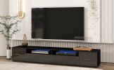 ON-TREND Extended, Minimalist Design TV stand with Color Changing LED Lights, Modern Universal Entertainment Center, High Gloss TV Cabinet for 90+ inc