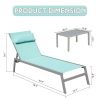 Patio Chaise Lounge Set of 3, Aluminum Pool Lounge Chairs with Side Table, Outdoor Adjustable Recliner All Weather for Poolside, Beach, Yard, Balcony